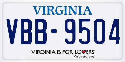 VA license plate VBB9504