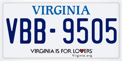 VA license plate VBB9505