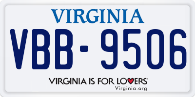 VA license plate VBB9506
