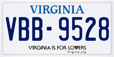 VA license plate VBB9528