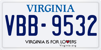 VA license plate VBB9532