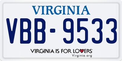 VA license plate VBB9533