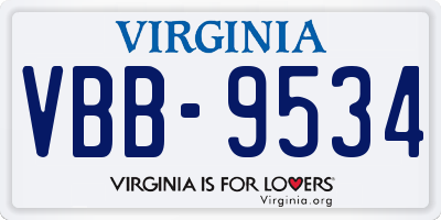 VA license plate VBB9534