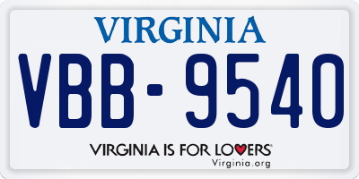 VA license plate VBB9540