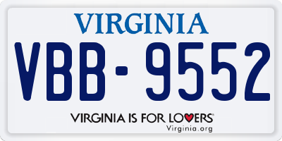 VA license plate VBB9552