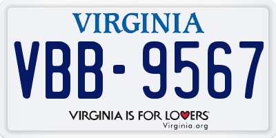 VA license plate VBB9567