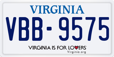 VA license plate VBB9575
