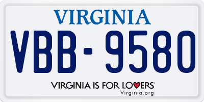VA license plate VBB9580
