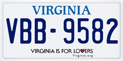 VA license plate VBB9582