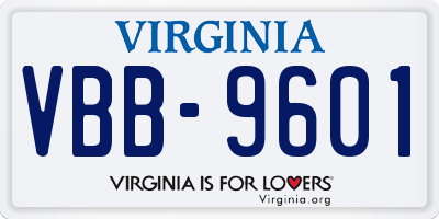 VA license plate VBB9601