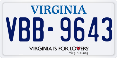 VA license plate VBB9643