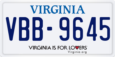 VA license plate VBB9645