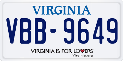 VA license plate VBB9649