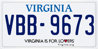 VA license plate VBB9673