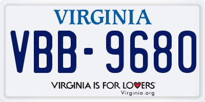 VA license plate VBB9680