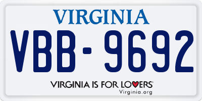 VA license plate VBB9692