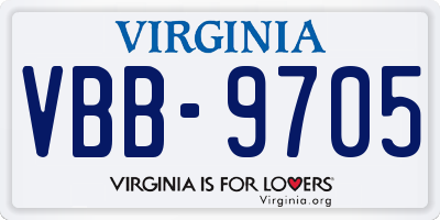 VA license plate VBB9705
