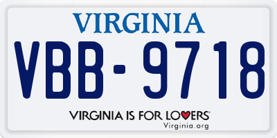 VA license plate VBB9718