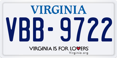 VA license plate VBB9722