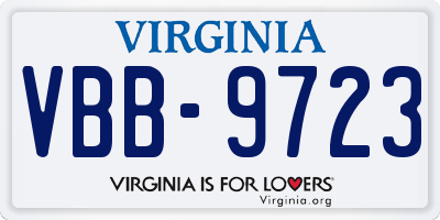 VA license plate VBB9723