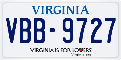 VA license plate VBB9727