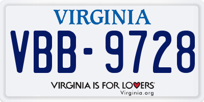 VA license plate VBB9728