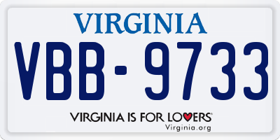 VA license plate VBB9733