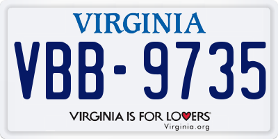 VA license plate VBB9735