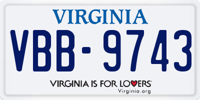 VA license plate VBB9743