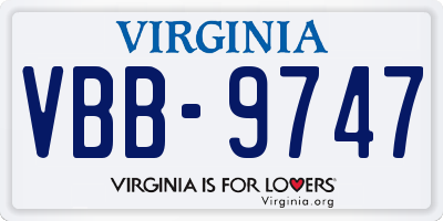 VA license plate VBB9747