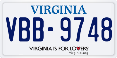 VA license plate VBB9748