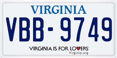 VA license plate VBB9749