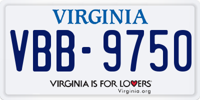 VA license plate VBB9750