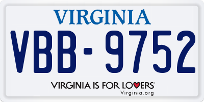 VA license plate VBB9752