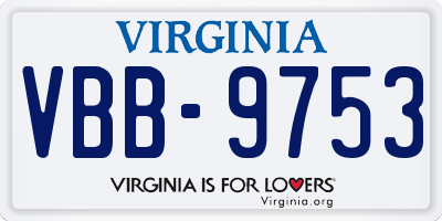 VA license plate VBB9753