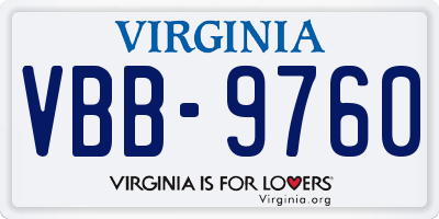 VA license plate VBB9760