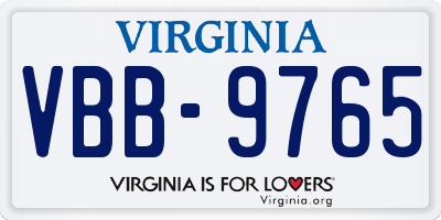 VA license plate VBB9765