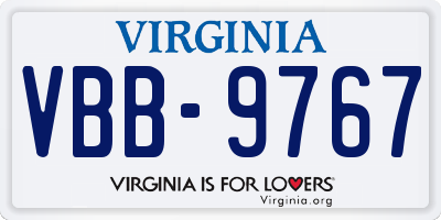 VA license plate VBB9767