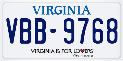 VA license plate VBB9768