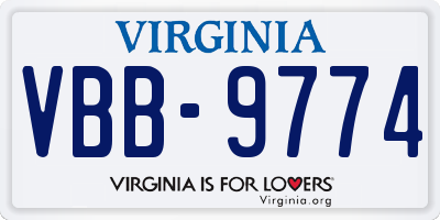 VA license plate VBB9774