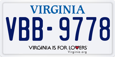 VA license plate VBB9778