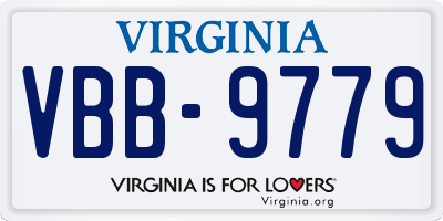 VA license plate VBB9779