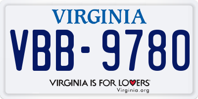 VA license plate VBB9780