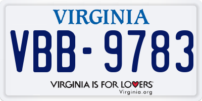 VA license plate VBB9783