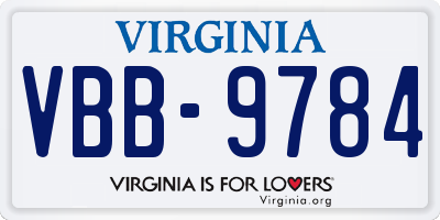VA license plate VBB9784