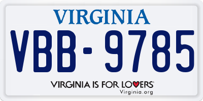 VA license plate VBB9785
