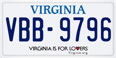 VA license plate VBB9796