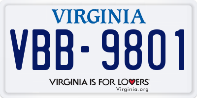 VA license plate VBB9801