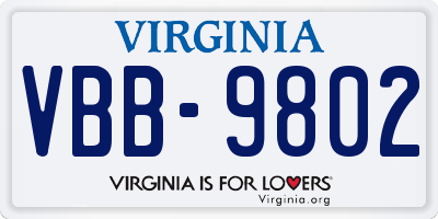 VA license plate VBB9802