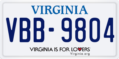 VA license plate VBB9804